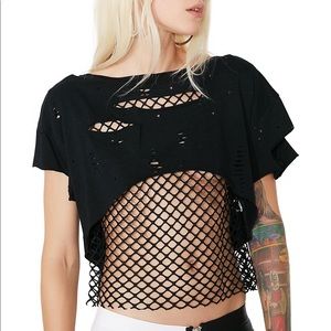 ripped fishnet tee🤪